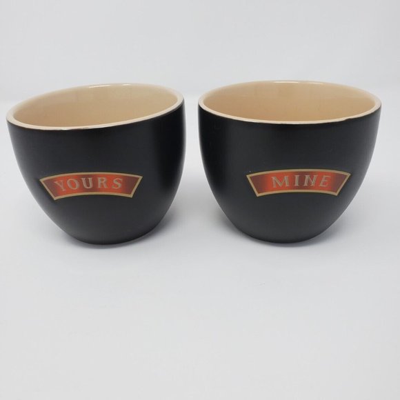 Pair Bailey's Irish Cream Promotional YOURS MINE Handless Dessert Bowl Mug Cups - Picture 2 of 7